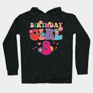 8th Birthday Girls Flower Funny B-day Gift For Girls kids Hoodie